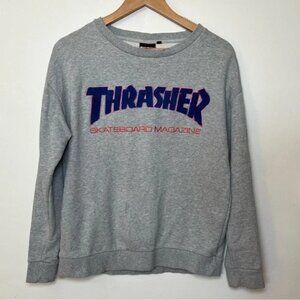 Thrasher Grey Embroidered Crewneck Sweater B3